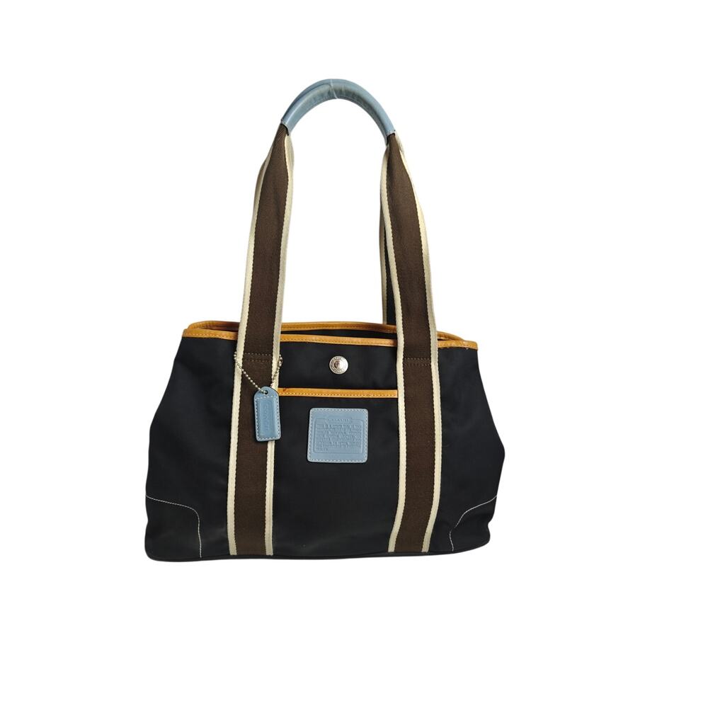 Vintage Nylon Coach Hampton Navy Blue Nylon Tote GOOD COND A05K 5656 AO5K 5656